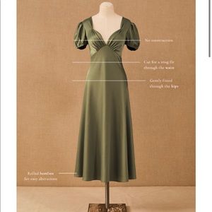 BHLDN Shelley Satin Charmeuse Midi Dress Size 2